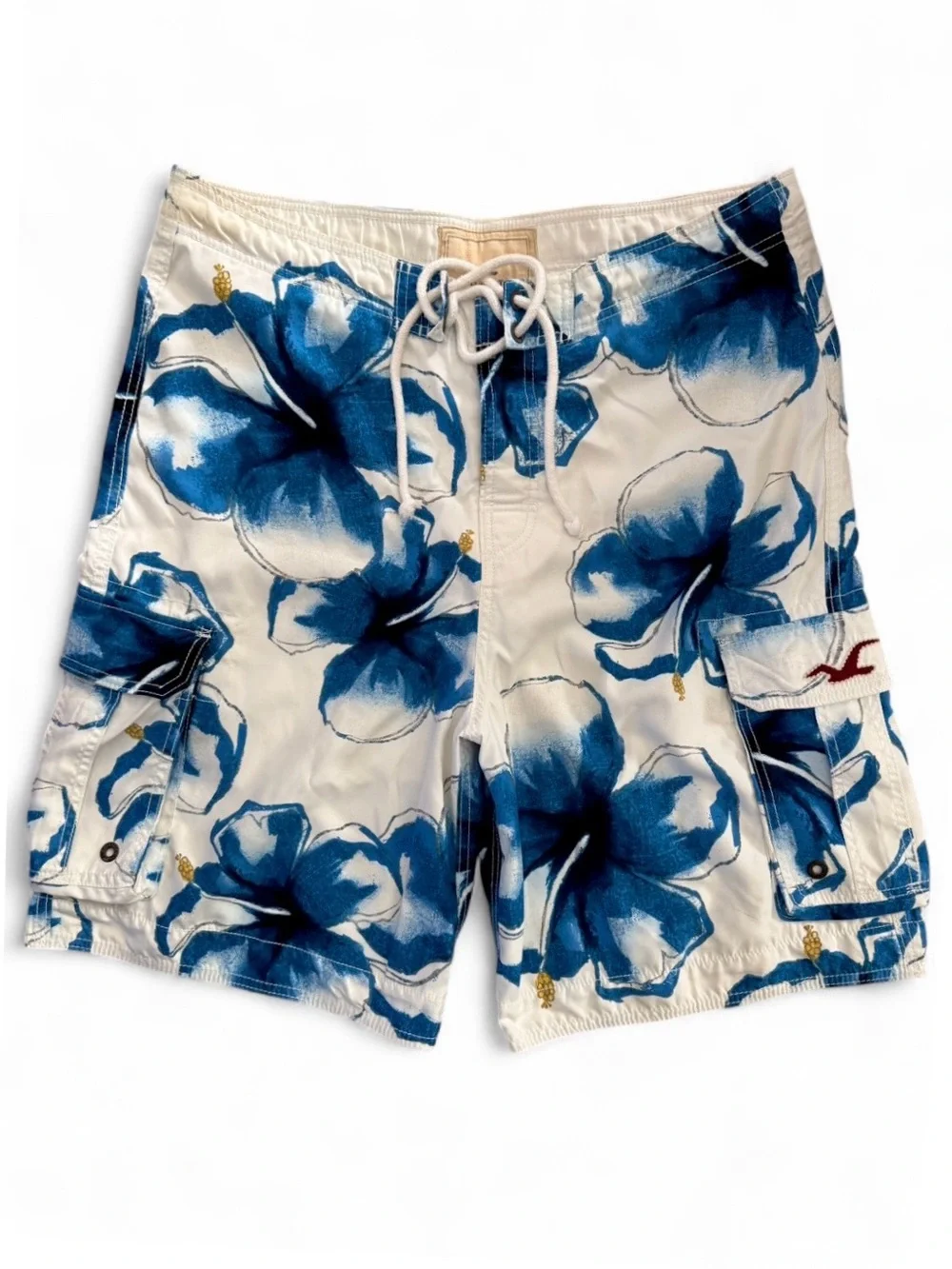 Y2K Vintage Hollister Floral Men’s Cargo Swim Board Shorts Size XL